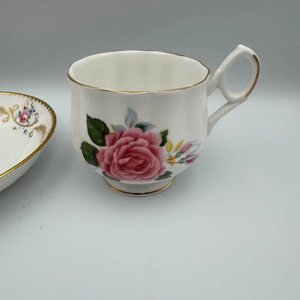 Royal Chelsea Ascot Saucer And Royal Dover Tea Cup Gold Trim English Bone‎ China